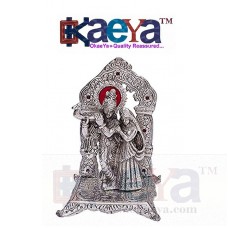 OkaeYa Silver Finish Radha Krishna God Idol With Beautiful Red Velvet Box Exclusive Gifts For Diwali Gift, House Warming, Wedding Gift, Anniversary Gift